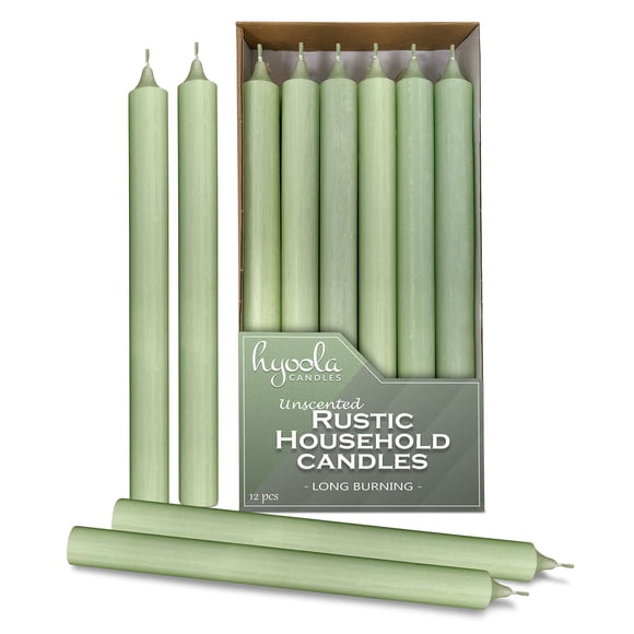 Velas Hyoola 25 cm Verde Claro - Pack de 12 sin aroma