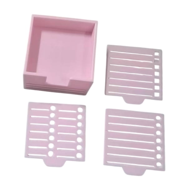 Portanotas Adhesivas con Plantilla, Dispensador de Notas Adhesivas, Regalo, Ahorro de Espacio, Caja de Almacenamiento de Papel de Notas Multifuncional Rosa