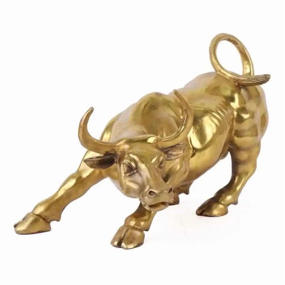 Figura De Toro Imponente Dorado Metálico, Estatuilla Oficina Dorado