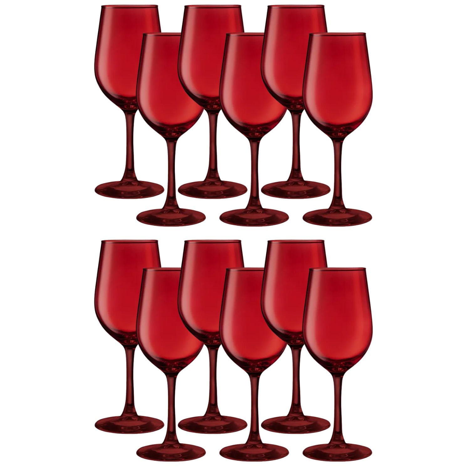 Set 12 Copas Vino Full Color Rojo Allegra 330ml Vidrio