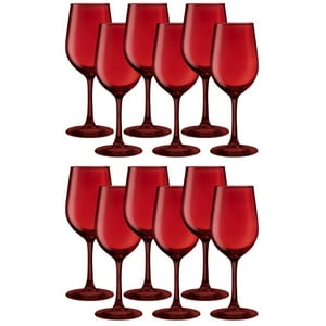 Set 12 Copas Vino Full Color Rojo Allegra 330Ml Vidrio