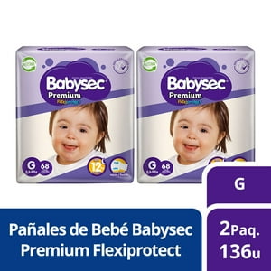 2 Paquetes De Pañales De Bebé Babysec Premium 136 Un G