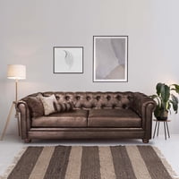 Latam Home - Sofa Florencia 3 Cuerpos Cuero Colorado Marron