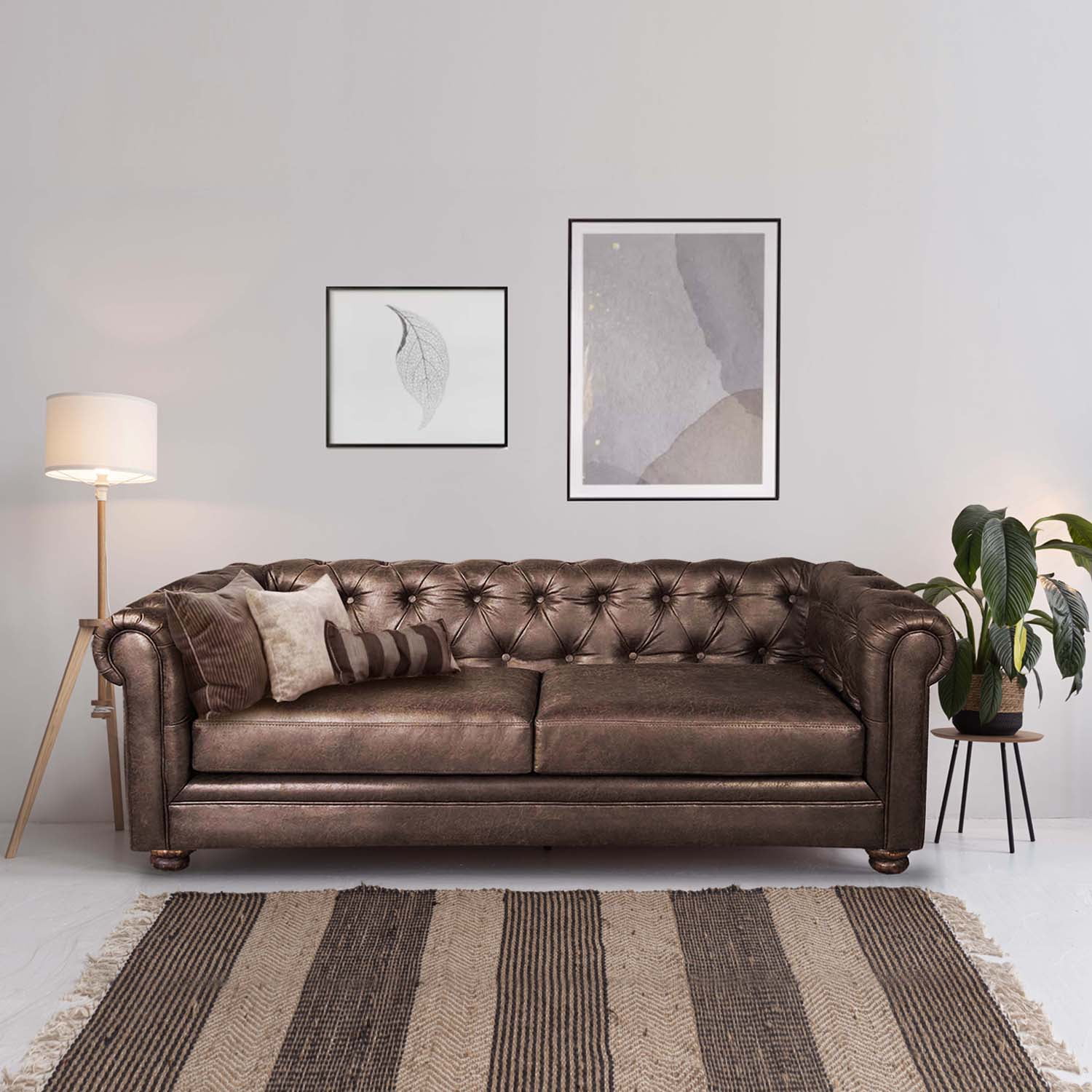 Latam Home - Sofa Florencia 3 Cuerpos Cuero Colorado Marron