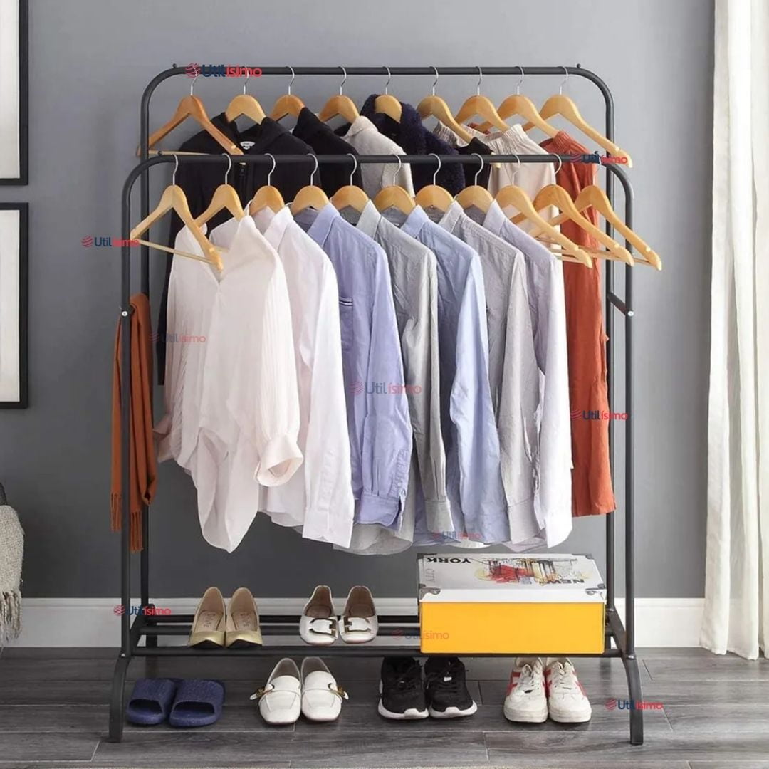 Line - Perchero Organizador Colgante De Ropa Doble Barra Tendedero Acero