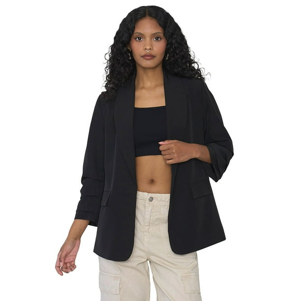 Blazer Mujer Liso Negro Corona