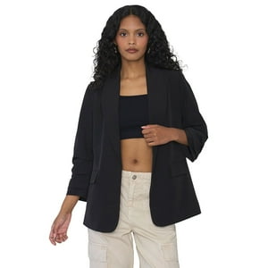 Blazer Mujer Liso Negro Corona