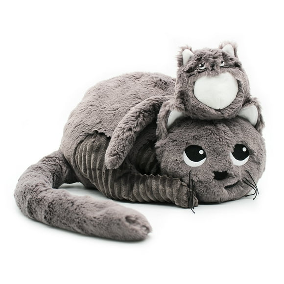 Peluche Gato Miaou Mamá Y Bebé - Gris