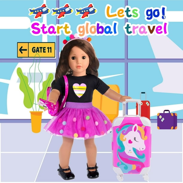 Set de Viaje Ropa y Accesorios ebuddy Doll 18 Pulgadas Morado