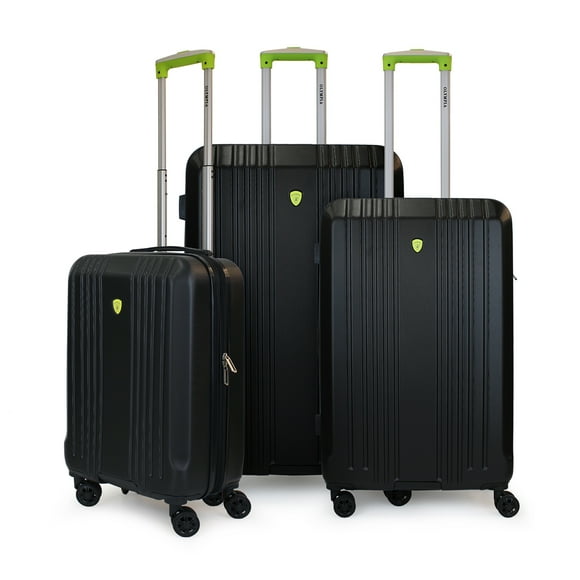 Set de 3 maletas S+M+L Olympia negro-verde