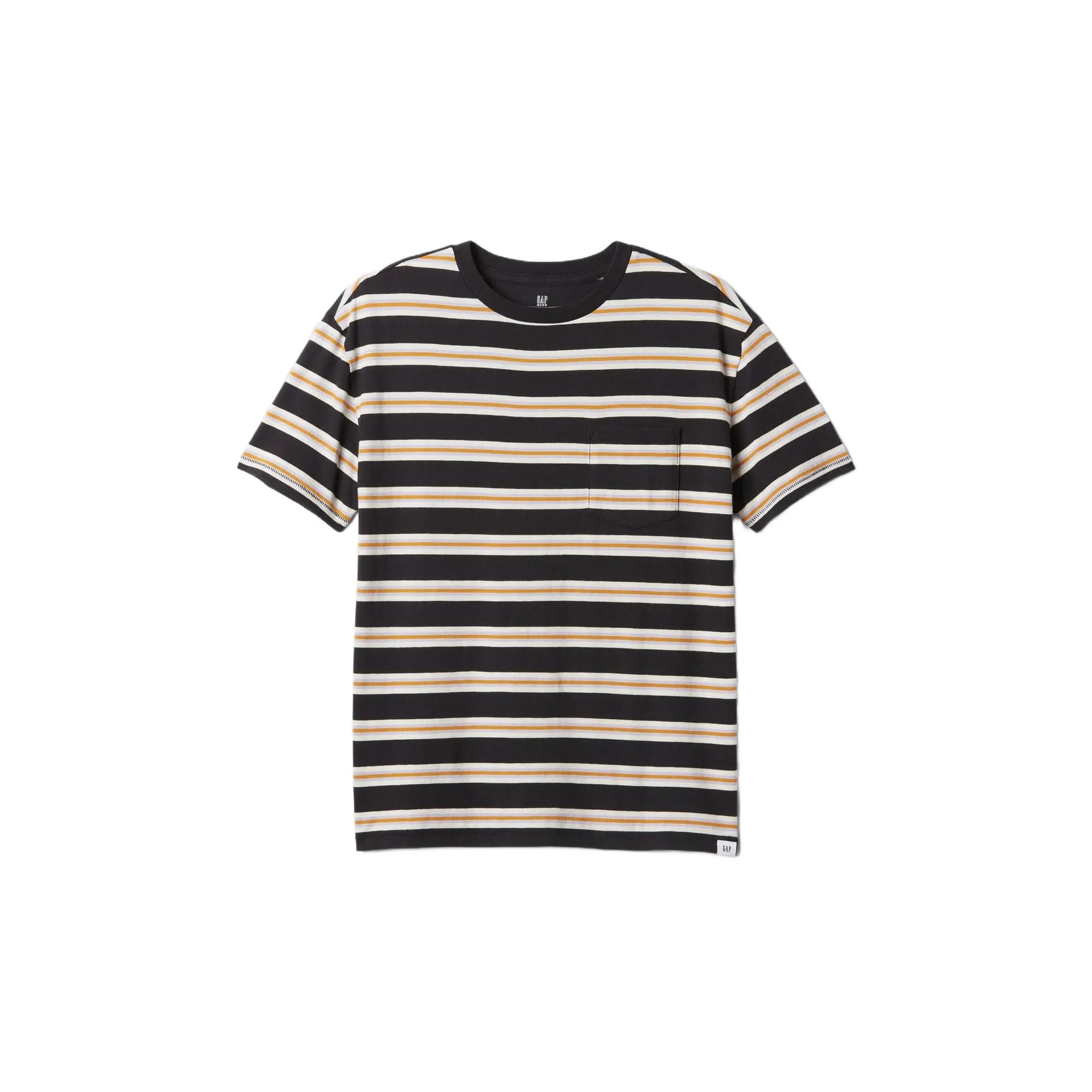 Camiseta Gap Para Niños Con Bolsillo Redondo Y Rayas Negras, 100% Algodón, Xl