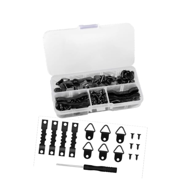 Kit de 252 colgadores de cuadros, ganchos para colgar en la pared, multifuncionales, portátiles, surtidos, para dibujar, proyectos de manualidades Negro