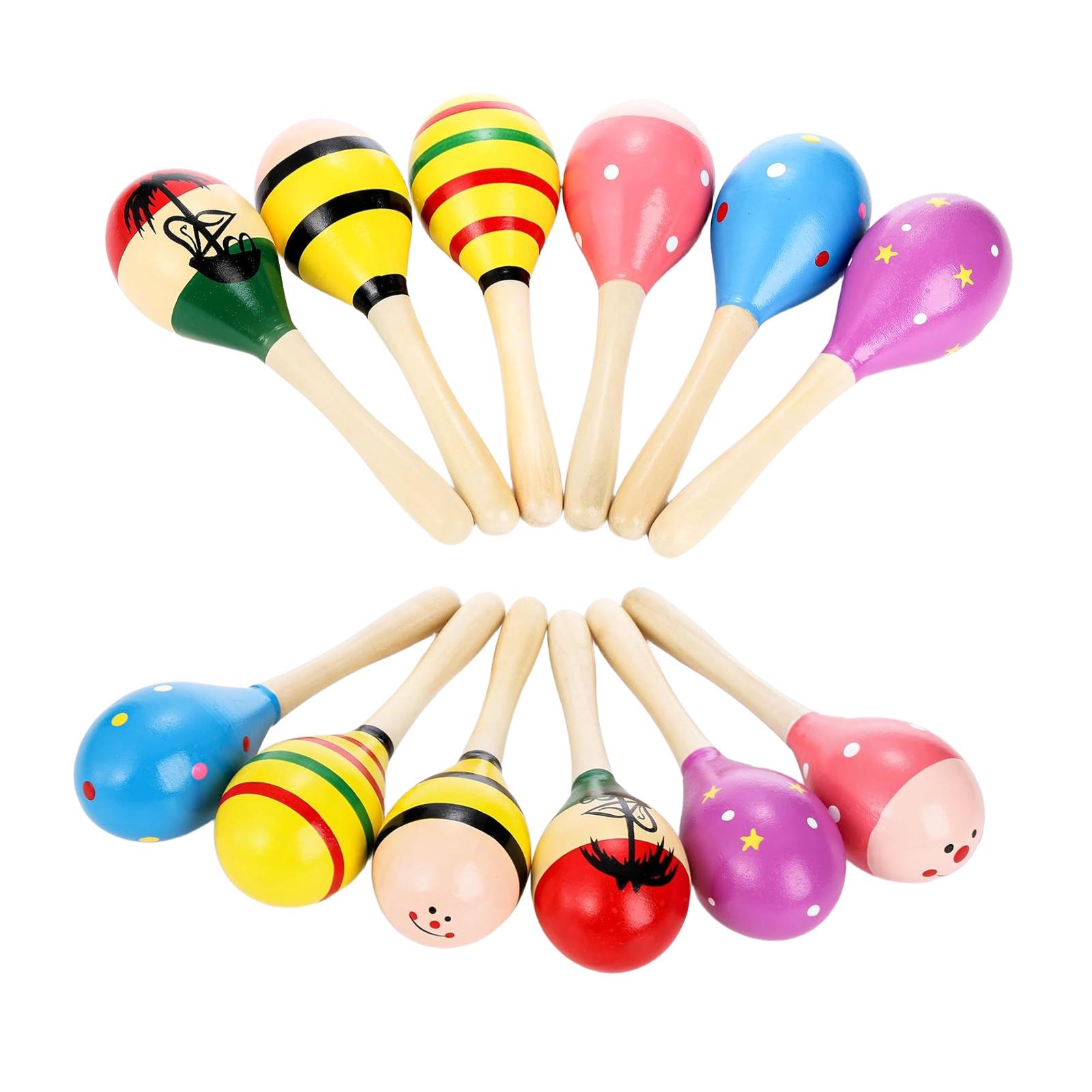 Magideal - 12 Piezas Maracas Martillos De Arena Juguetes De Sonido Instrumentos Rítmicos Percusión Pequeña Hecho De Material Natural Para Fácil Agarre Adecuado P