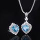 thumbnail image 5 of Juegos de Joyería de Boda de 15 X 15 Mm para Novia, Dama de Honor, Mujeres, 2 Pzas, Colgante Azul de CZ, Collar, Anillos, Talla 5-9, Fiesta de Graduación, Cumpleaños, Aniversario, Joyería, 5 of 7