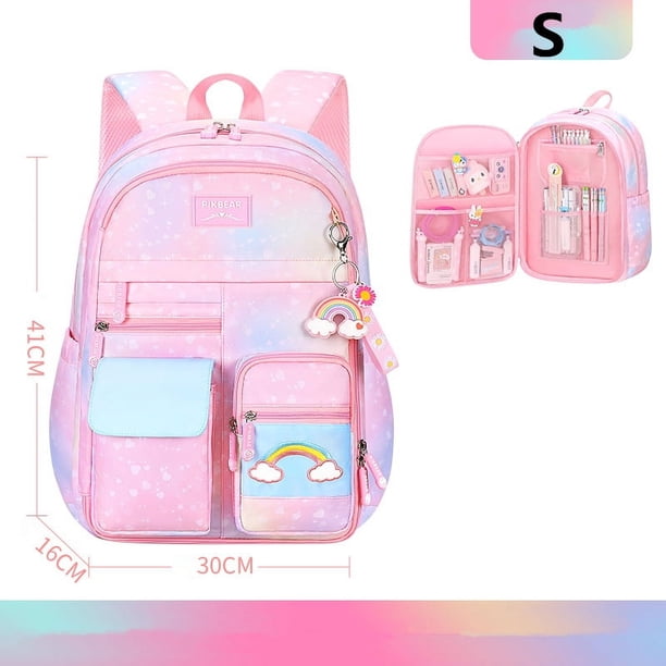 Primary School Backpack Cute Colorful Bags for Girls Princess School Bags Waterproof Children Rainbow Series Schoolbags mochila