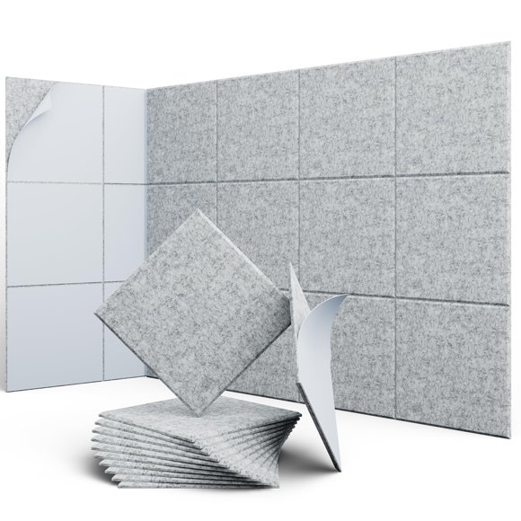 Paneles acústicos UNECHO Pack de 12 Plateado gris autoadhesivo