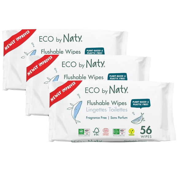 Toallitas húmedas para bebé Eco by Naty, biodegradables, de origen vegetal, 168 unidades