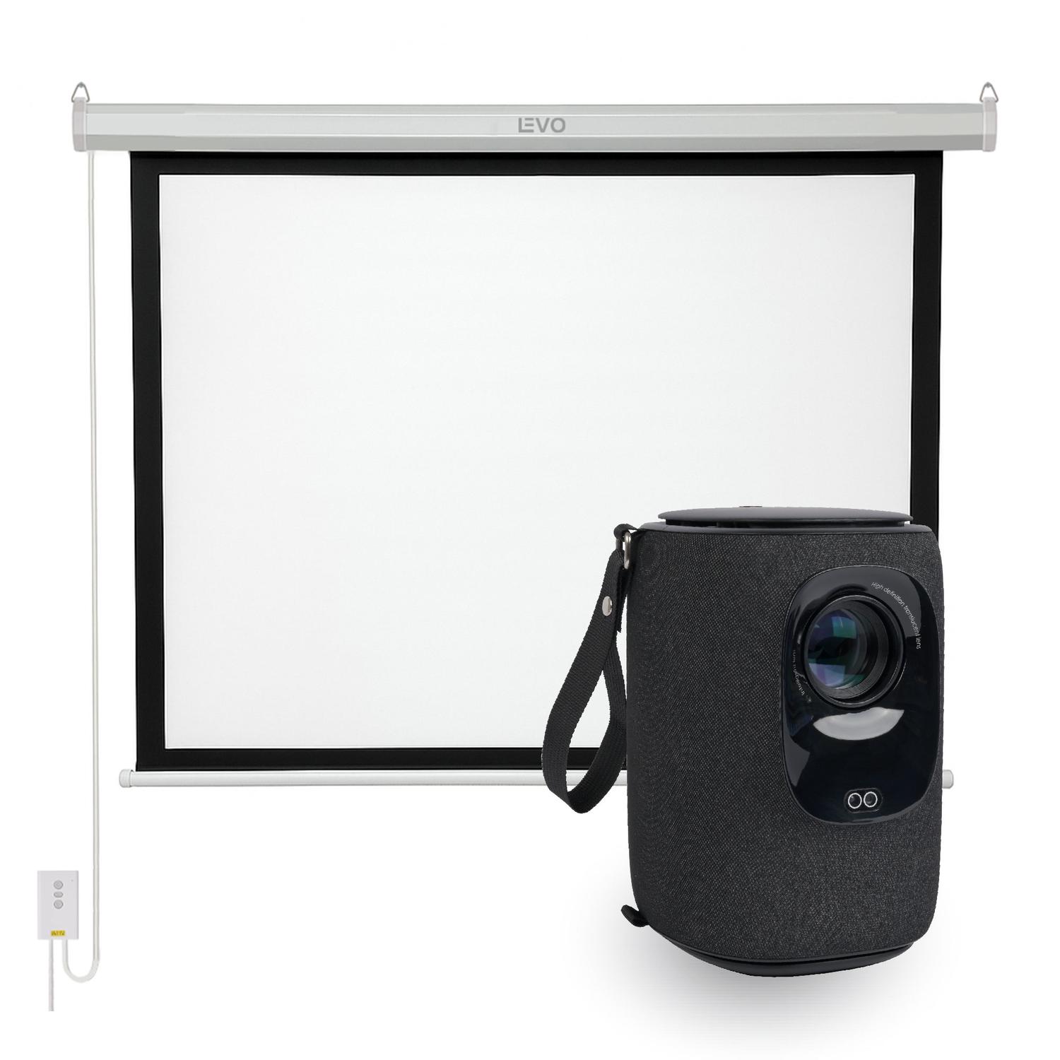 Proyector Portátil Nova 9000Lm + Telón Eléctrico 100"" Levo