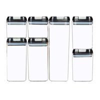 Magideal - 7X Almacenamiento De Alimentos Transparente Con Tapas Conservación Organización Tanque Sellado Frascos Sin Bpa Para De C Negro