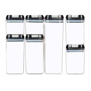 Magideal - 7X Almacenamiento De Alimentos Transparente Con Tapas Conservación Organización Tanque Sellado Frascos Sin Bpa Para De C Negro