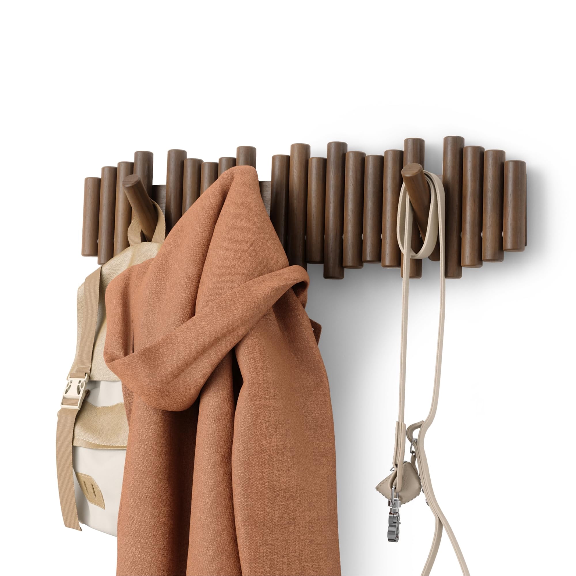 Perchero Umbra Picket Walnut De Pared Con 8 Ganchos