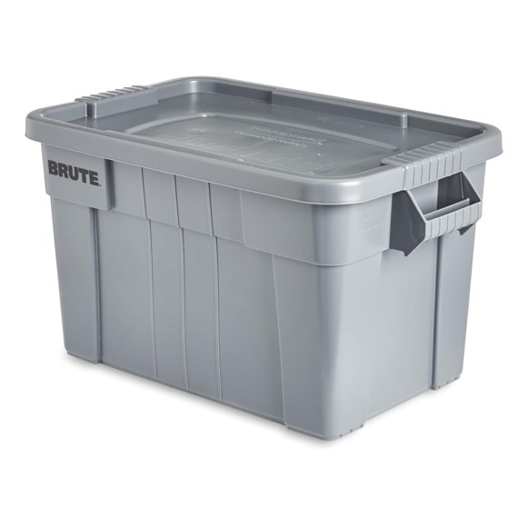 Rubbermaid Commercial Products BRUTE Tote with Lid, Gray, 20 Gallons