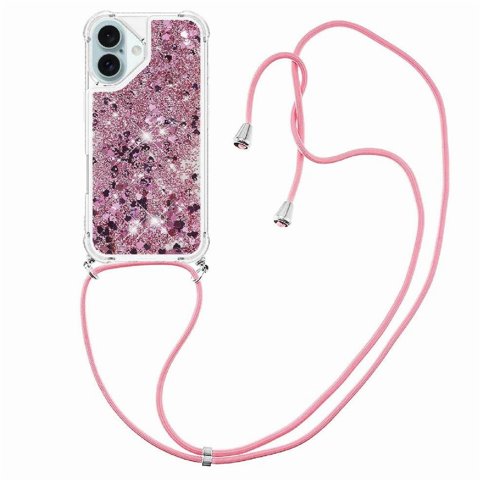 Funda Foxdock Para Iphone 16 Plus Con Cuerda Ajustable, Brillo Líquido, Protección Antigolpes Y Lente – Ideal Para Regalo