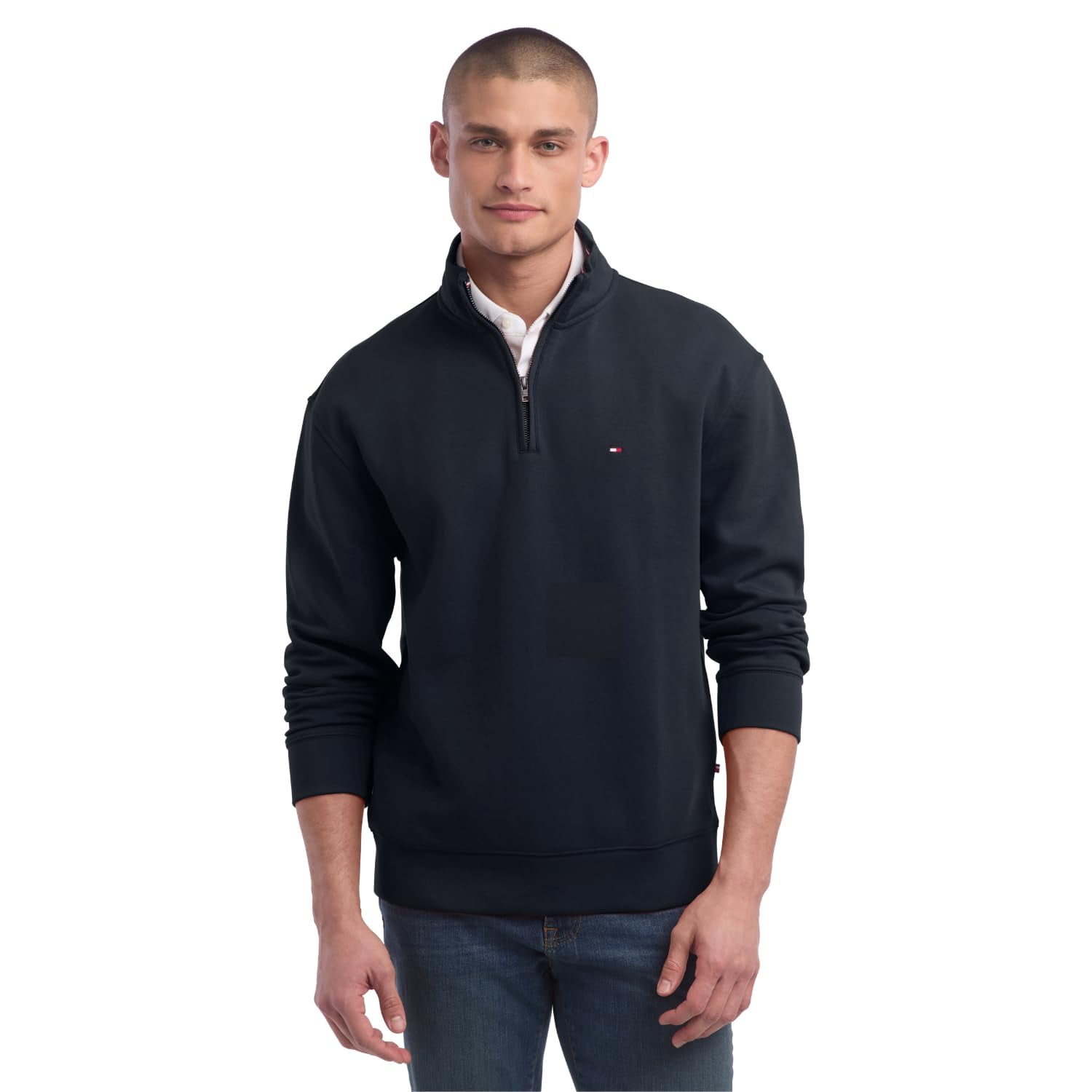 Sudadera Tommy Hilfiger Para Hombre Con Forro Polar De Manga Larga, Talla Xl, Color Negro