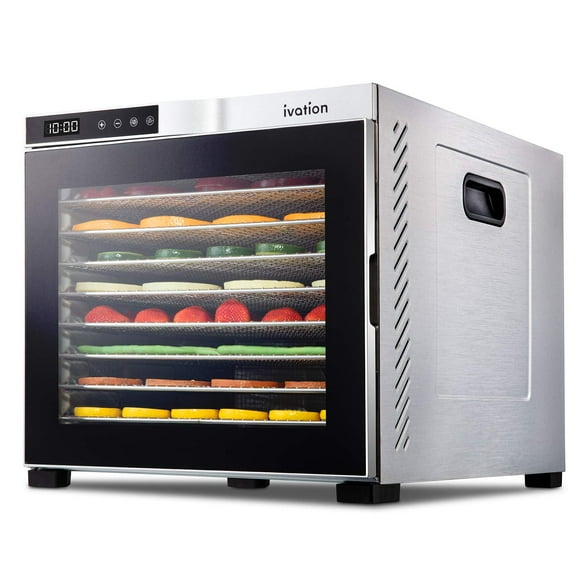 Deshidratador de alimentos Ivation, 10 bandejas, 1000 W, con temporizador y control de temperatura