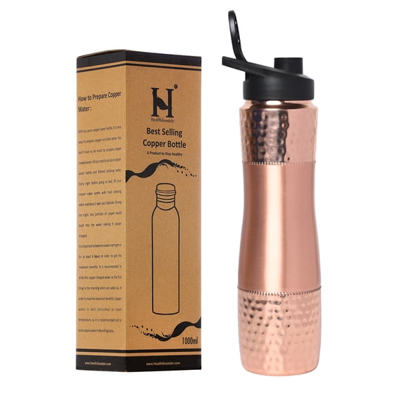 Botella de Cobre HealthGoodsIn 1000 ml con Sorbete