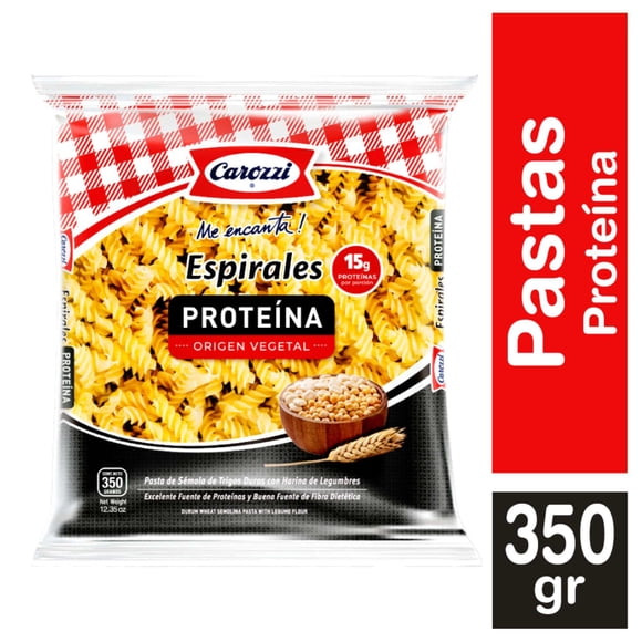 Fideo Pasta Proteína Espirales Bolsa, 350 g