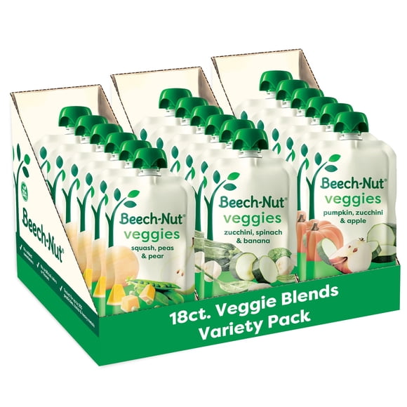 Purés de verduras de haya y nueces para bebés, 100 g (paquete de 18)