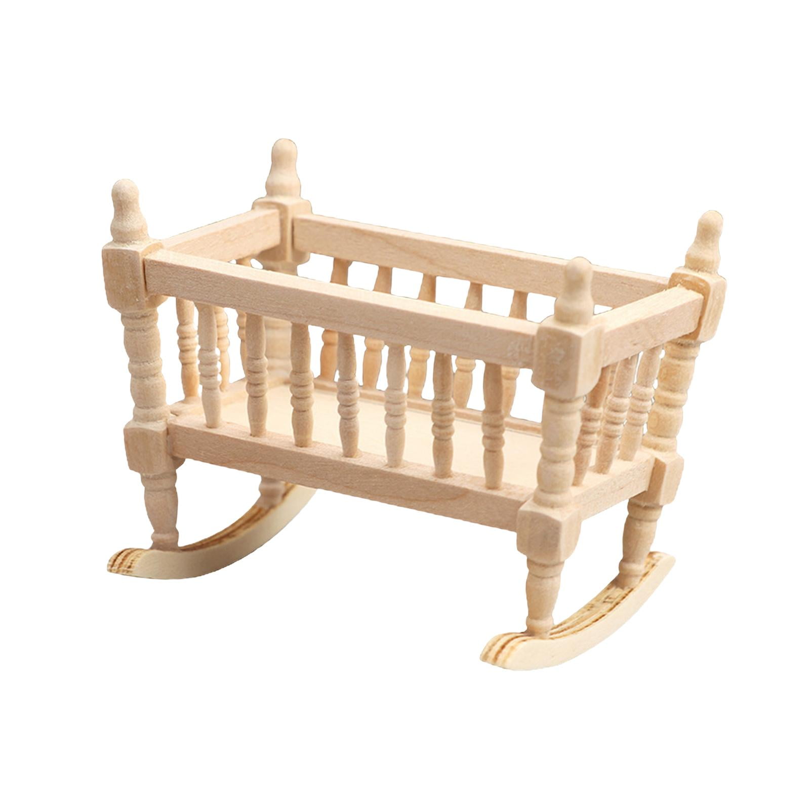 Magideal - Simulación Casa De Muñecas En Miniatura Cunas Escala 1:12 Decoración Cuna Cama Muñeca Cuna De Madera Para Casa De Muñecas Habitación Guardería Niños