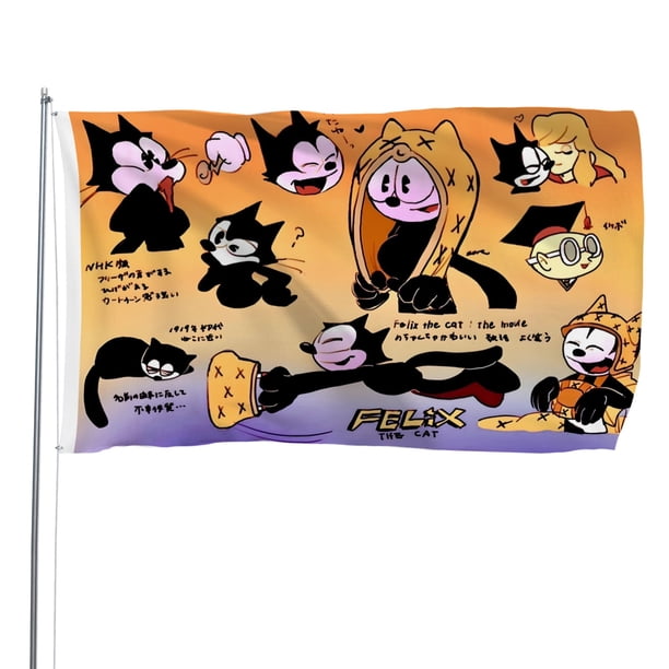 Félix el Gato Estético Bandera impresa con temática, regalo perfecto para fanáticos, amigos y familiares, y adecuada para actividades al aire libre e interiores, decoraciones de fiesta. 60*90CM