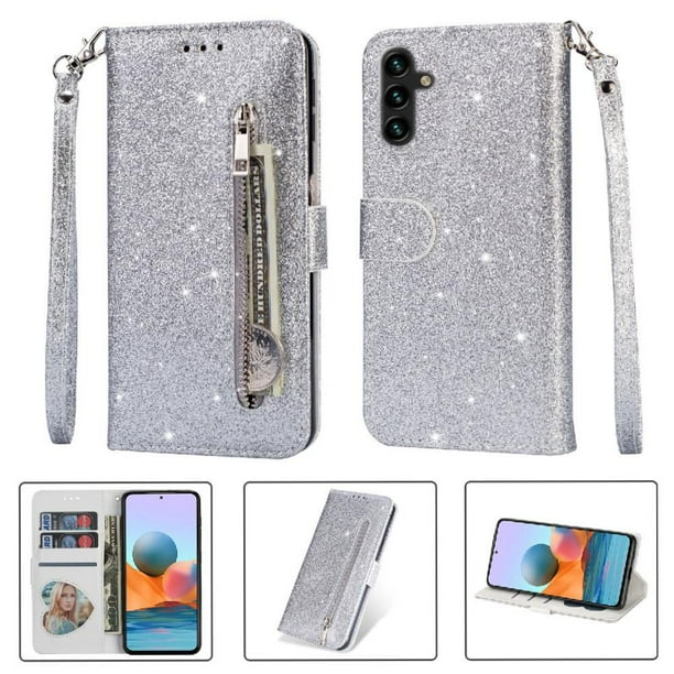 Funda para FOXDOCK Elegante funda Samsung Galaxy A14 5G Glitter con cremallera-Ideal para el uso diario