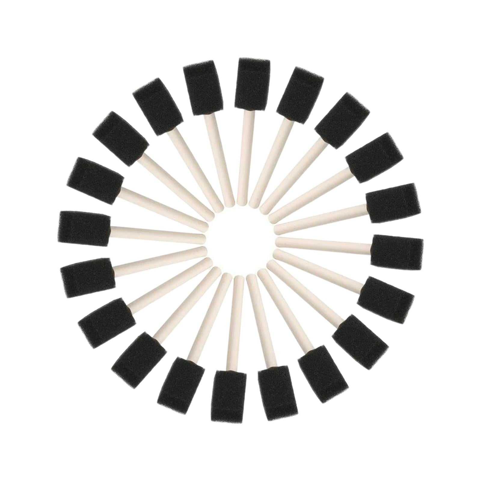 Magideal - 20x Cepillos De Espuma Cepillo Con Mango De Madera Herramientas De Dibujo Cepillo De Esponja Juego De Cepillos De Esponja Para Proyectos De Manualidad