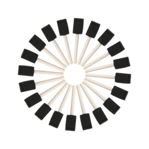 Magideal - 20X Cepillos De Espuma Cepillo Con Mango De Madera Herramientas De Dibujo Cepillo De Esponja Juego De Cepillos De Esponja Para Proyectos De Manualidad
