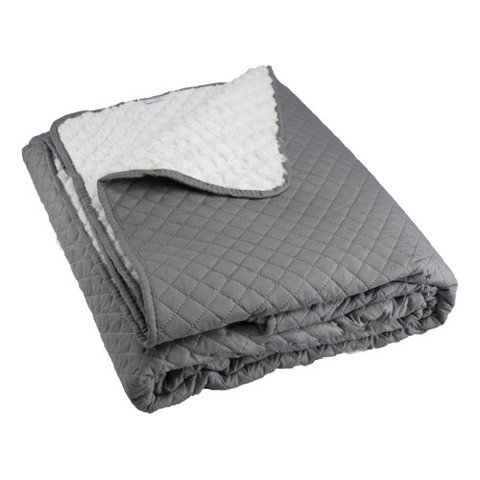 Quilt Andes Sherpa Liso Gris 2 Plazas