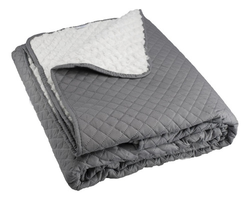 Quilt Andes Sherpa Liso Gris 2 Plazas