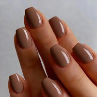 Ataúd Cuadrado Corto Marrón Joyvvew De Press On Nails, 30 Unidades