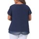 thumbnail image 4 of Agnes Orinda Blusa de Chifón para Mujer Talla Grande con Volantes, Mangas Cortas, Cuello en V, Dobladillo de Doble Capa, Casual, Talla 1X, Azul Marino, 4 of 8