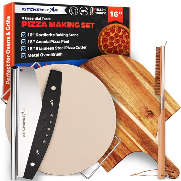 Set para hacer pizza KitchenStar de 40 cm con piedra y cáscara para pizza