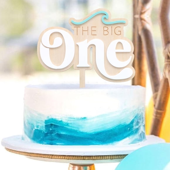 Adorno de pastel con cuentas para primer cumpleaños – Tema de surf oceánico