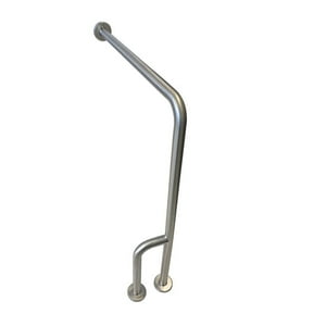 Maxcare - Barra Seguridad Baño Muro-Piso 3 Apoyos Derecha Acero Inox