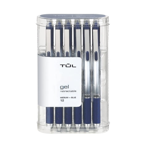 Bolígrafos De Gel Tul Retráctiles De Punta Media De 0,7 Mm, Tinta Azul Gris X12