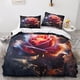thumbnail image 2 of Funda nórdica Flame Rose, juego de ropa de cama para niños True Love, funda de edredón de microfibra con estampado 3D, juego de 3 piezas, funda nórdica con Z, 2 of 3