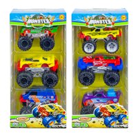 Suntoys - Pack 3 Monster Truck De Juguete – Vehículos En Miniatura Para Niños (Surtido)