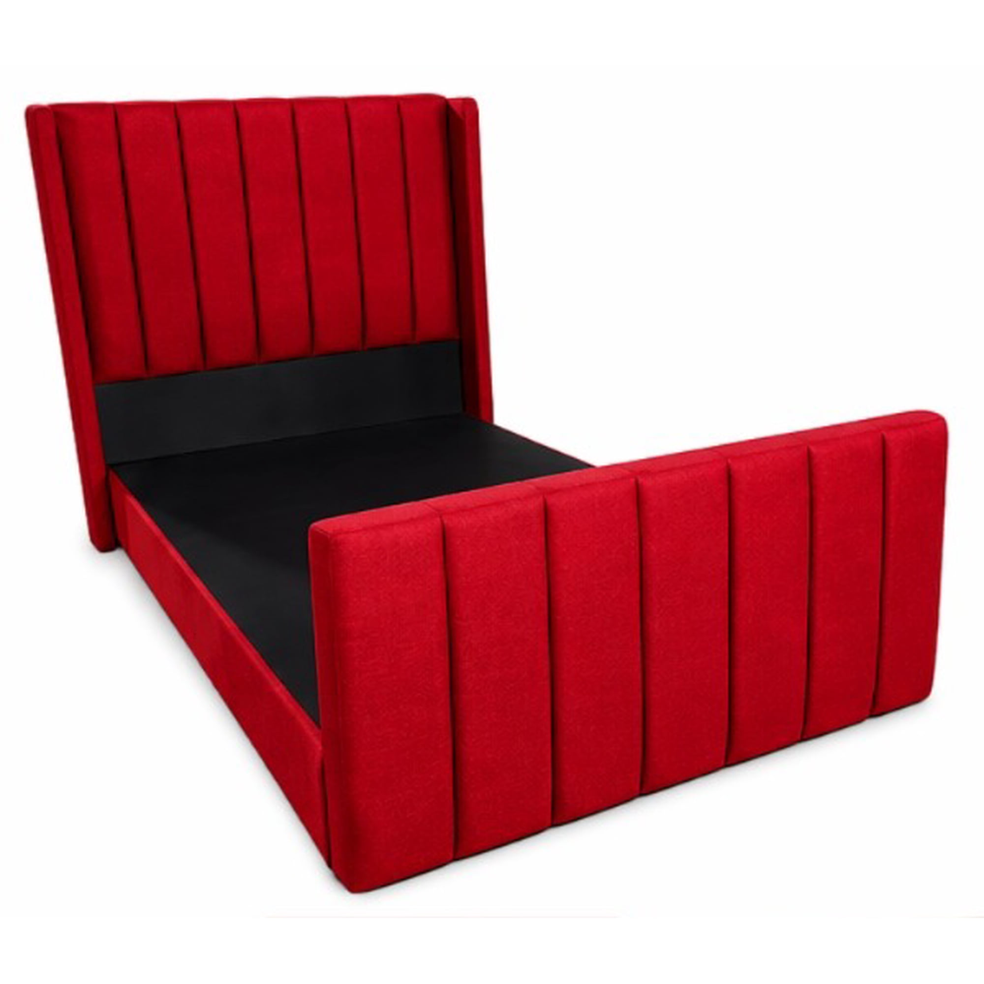 Rous Muebles - Cama 1,5 Plazas, Doble Respaldo Premium, Acanalado, Color Rojo