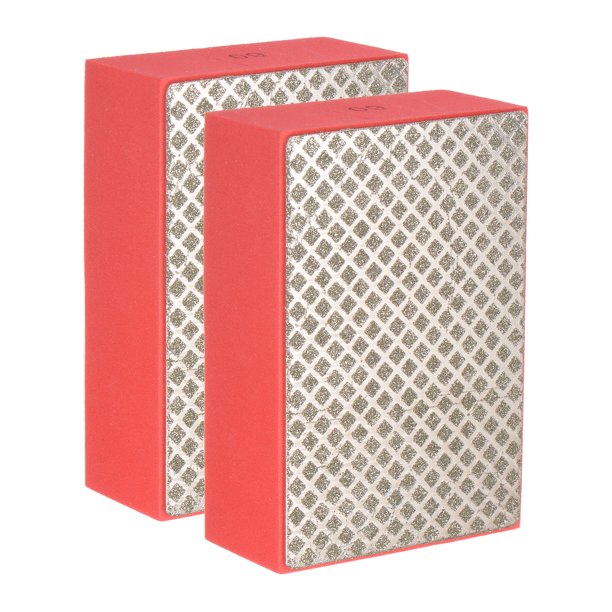 Uxcell 60 Grits 3.54" x 2.36" Almohadilla de Pulido Manual de Diamante de Malla Bloque de Lijado de Vidrio y Piedra 2 Paquetes