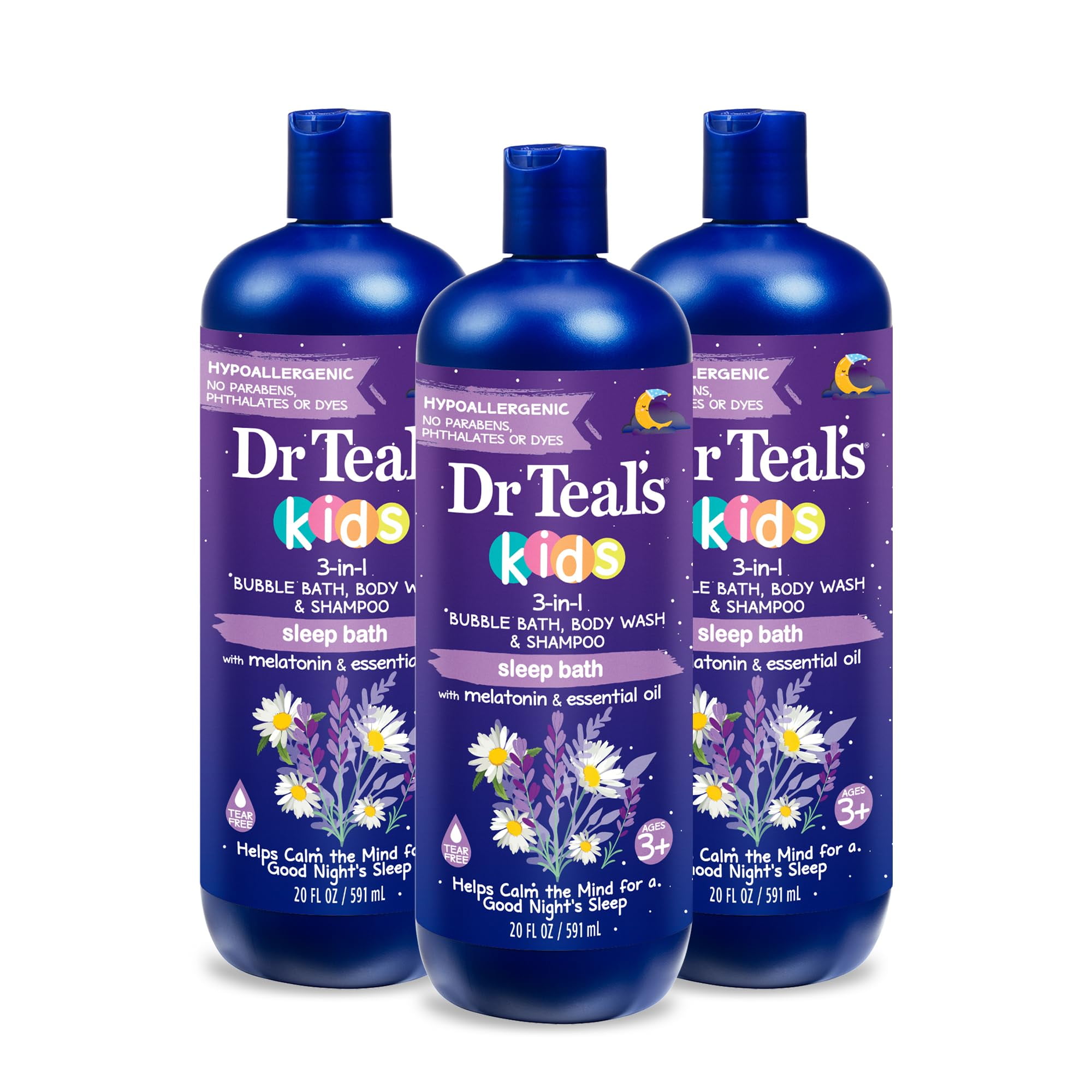 Dr Teal's - Set De Baño Dr. Teal's Kids 3 En 1 Para Dormir Con Melatonina 600 Ml (x3)